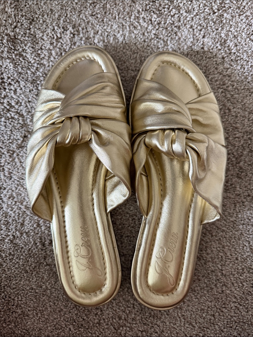 J. Crew Metallic Gold Knotted Sandals